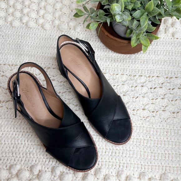MADEWELL Women’s The Ruthie Crisscross Sandal Leather Black Round Block Heel 6.5 - Picture 5 of 13